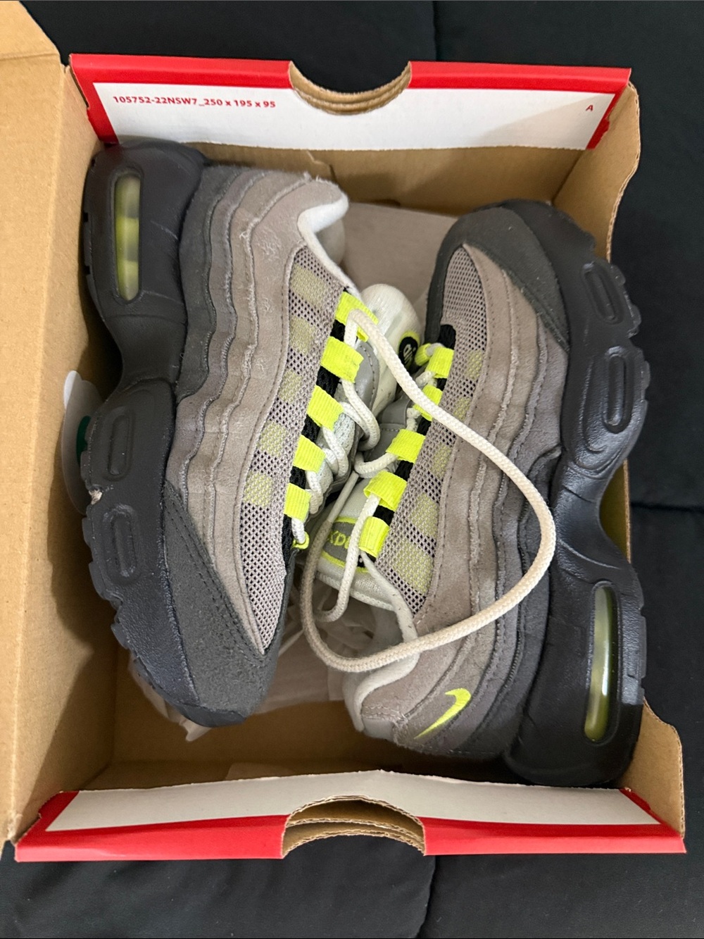 Nike Kids Air Max 95 Sneakers - Gray with Neon Yellow Accents